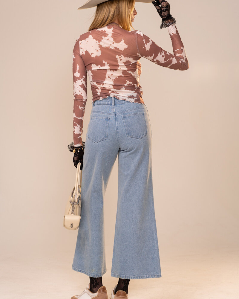 Cow Print Mesh Top
