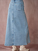 Wave Cutout Denim Midi Skirt