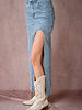 Wave Cutout Denim Midi Skirt
