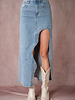 Wave Cutout Denim Midi Skirt