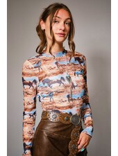 Horse Print Mesh Top