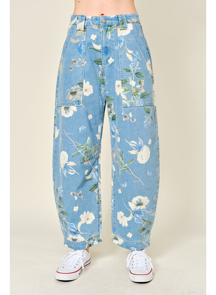 Jannie Floral Barrel Jean