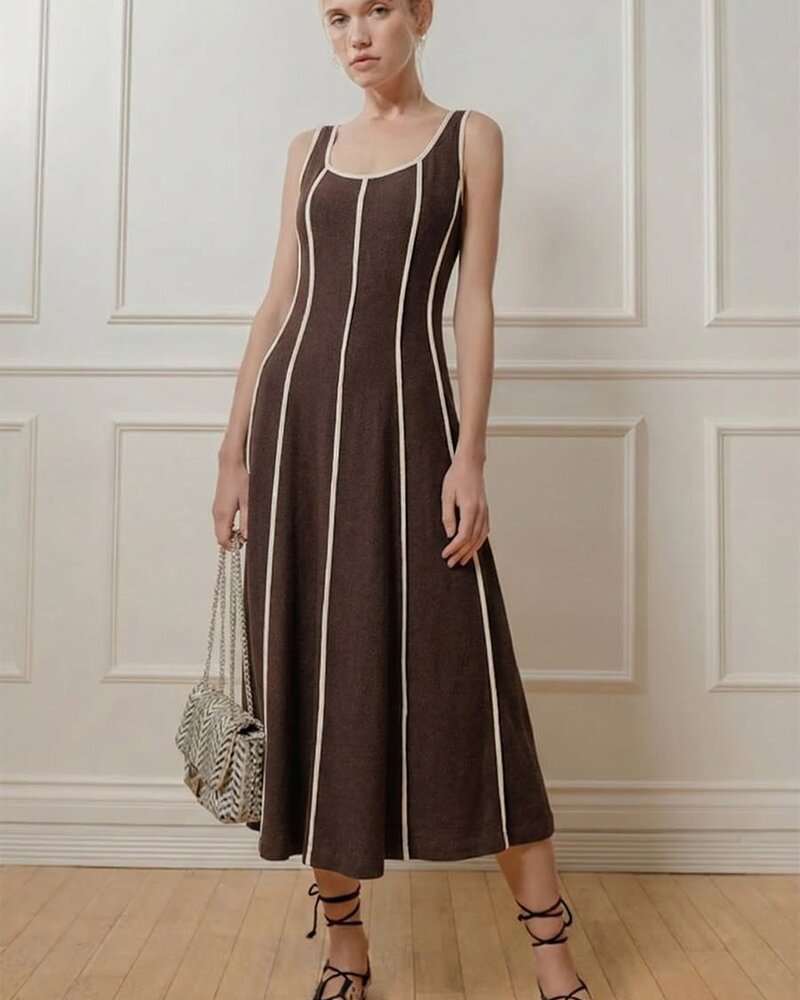 Amber Linen Blend Dress | Brown
