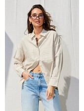Sloan Striped Cotton Blouse | Stone