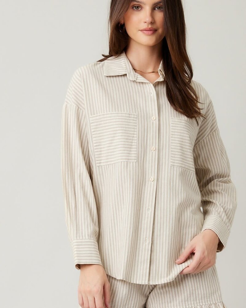 Sloan Striped Cotton Blouse | Stone