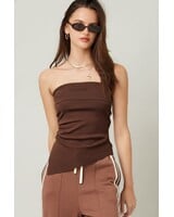 Leah Strapless Ruched Top | Brown