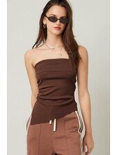 Leah Strapless Ruched Top | Brown