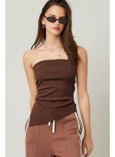 Leah Strapless Ruched Top | Brown