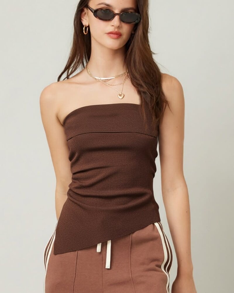 Leah Strapless Ruched Top | Brown
