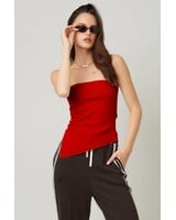 Leah Strapless Ruched Top | Red
