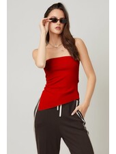 Leah Strapless Ruched Top | Red