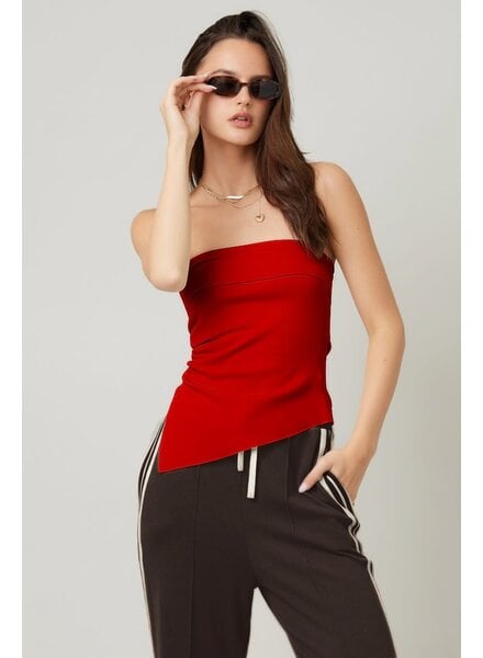 Leah Strapless Ruched Top | Red