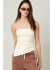 Leah Strapless Ruched Top | Cream