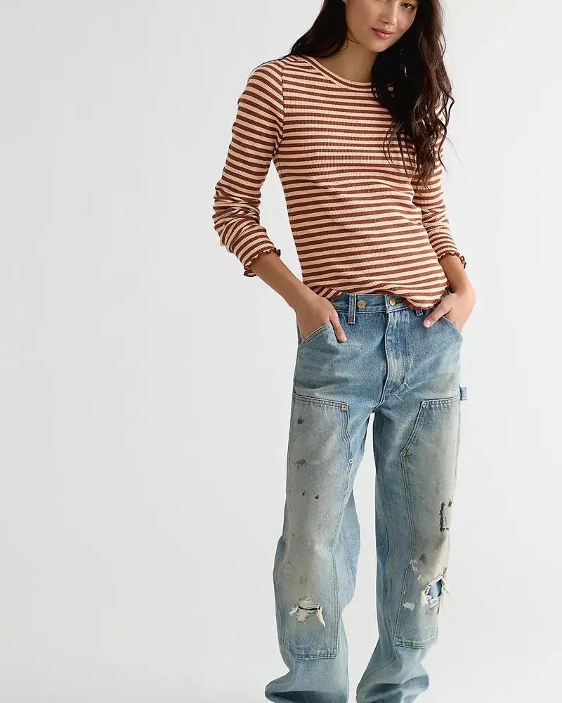 Free People Easy Does It Striped Tee | Brown