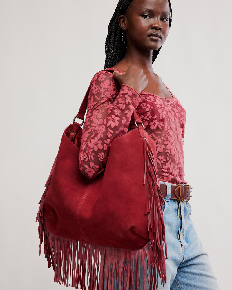 Free People Finn Fringe Shoulder Bag | Merlot