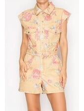 Yolanda Floral Denim Romper