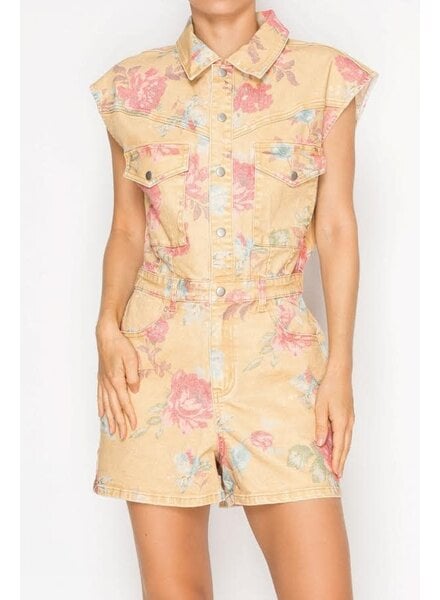 Yolanda Floral Denim Romper