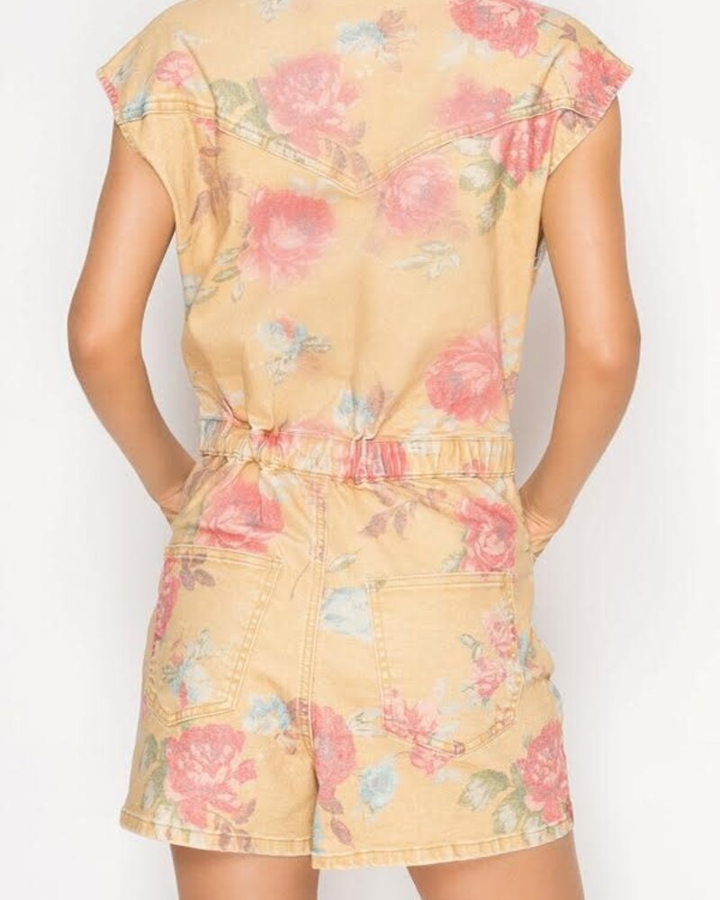 Yolanda Floral Denim Romper