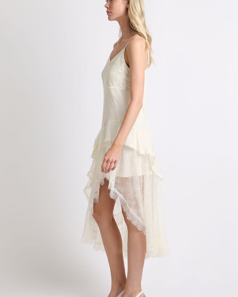Shakiera Asymmetrical Midi Slip Dress | Ivory