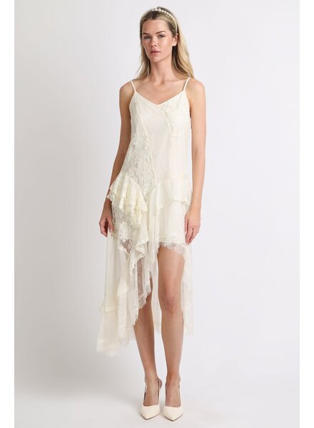 Shakiera Asymmetrical Midi Slip Dress | Ivory