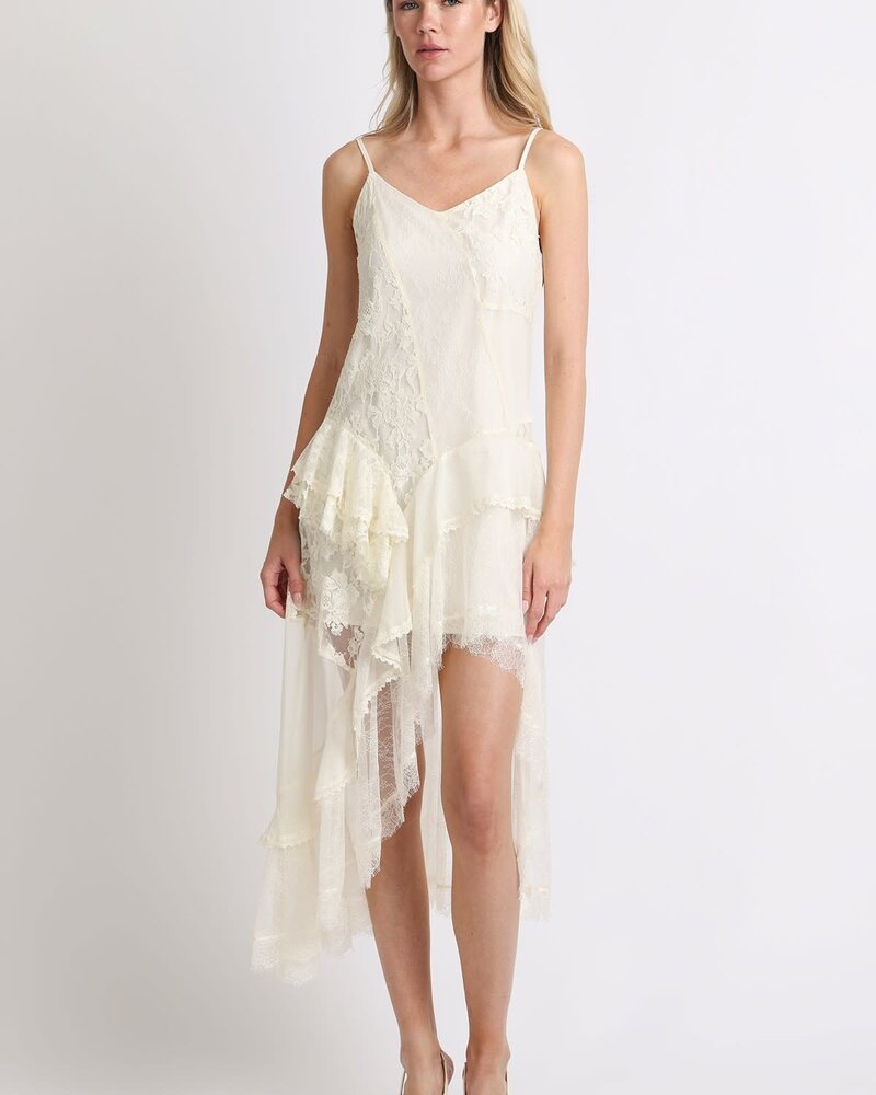 Shakiera Asymmetrical Midi Slip Dress | Ivory