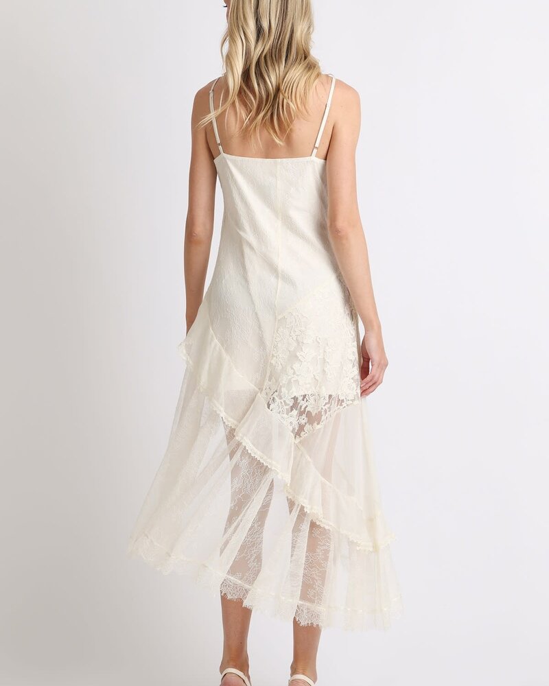 Shakiera Asymmetrical Midi Slip Dress | Ivory