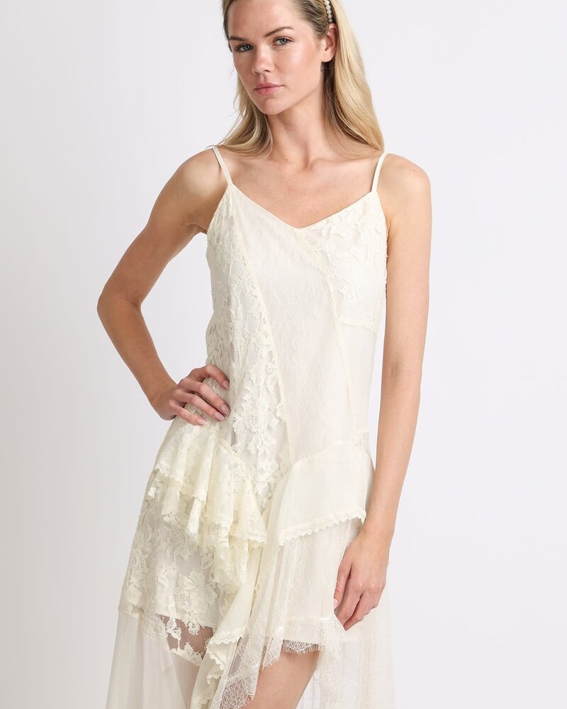 Shakiera Asymmetrical Midi Slip Dress | Ivory