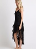 Shakiera Asymmetrical Midi Slip Dress | Black