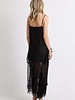 Shakiera Asymmetrical Midi Slip Dress | Black