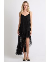Shakiera Asymmetrical Midi Slip Dress | Black