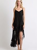 Shakiera Asymmetrical Midi Slip Dress | Black