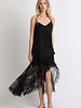 Shakiera Asymmetrical Midi Slip Dress | Black