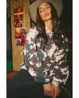 Sabbi Cowprint Collared Sweater