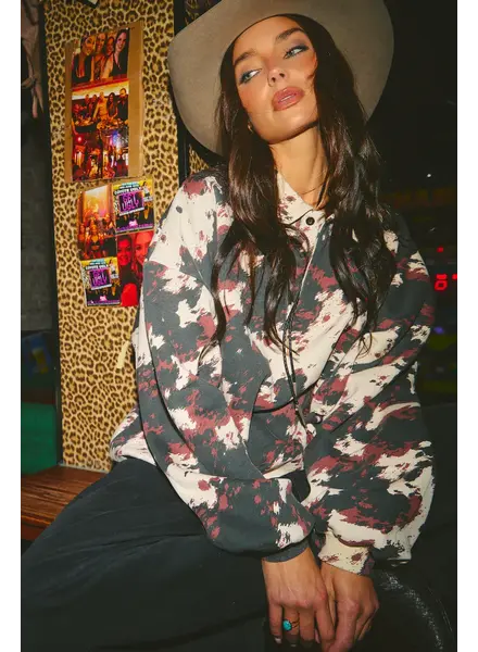 Sabbi Cowprint Collared Sweater