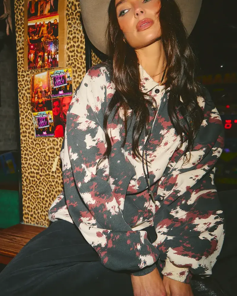 Sabbi Cowprint Collared Sweater