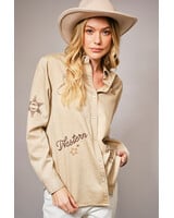 Western Embroidered Snap Button Shirt | Taupe