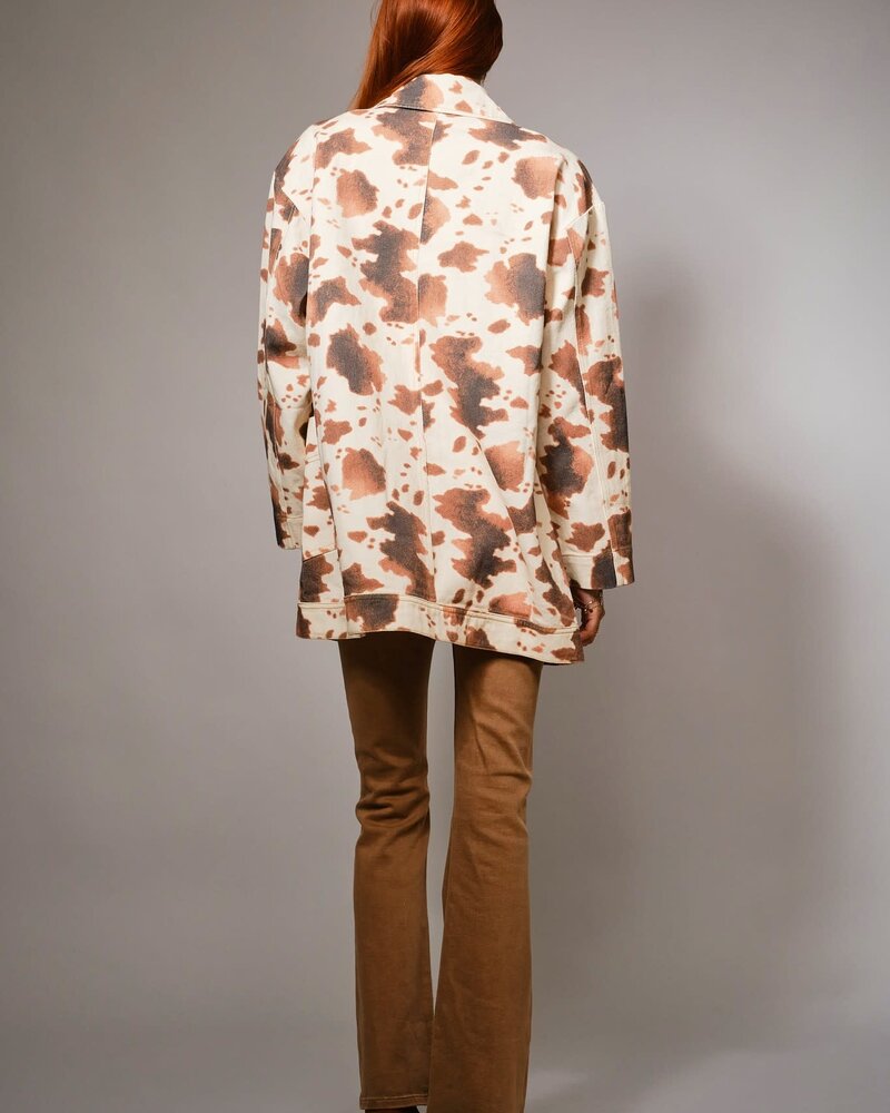 Cow Printed Denim Jacket