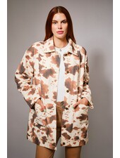 Cow Printed Denim Jacket