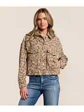 Studded Cheetah Denim Jacket