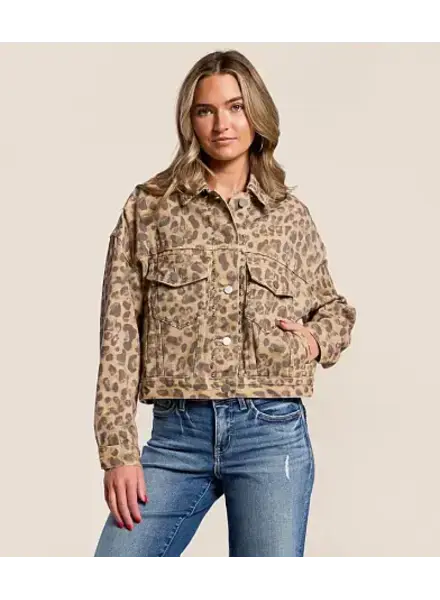 Studded Cheetah Denim Jacket