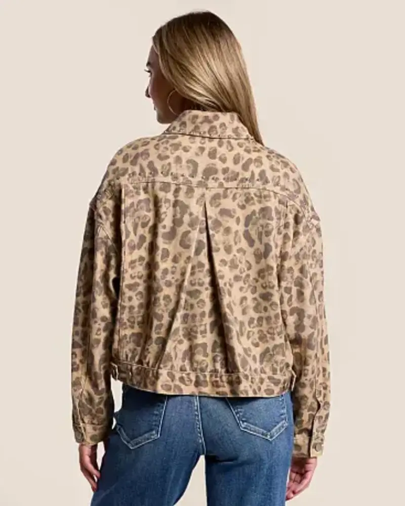 Studded Cheetah Denim Jacket