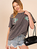 Bird Embroidered Mineral Wash Tee