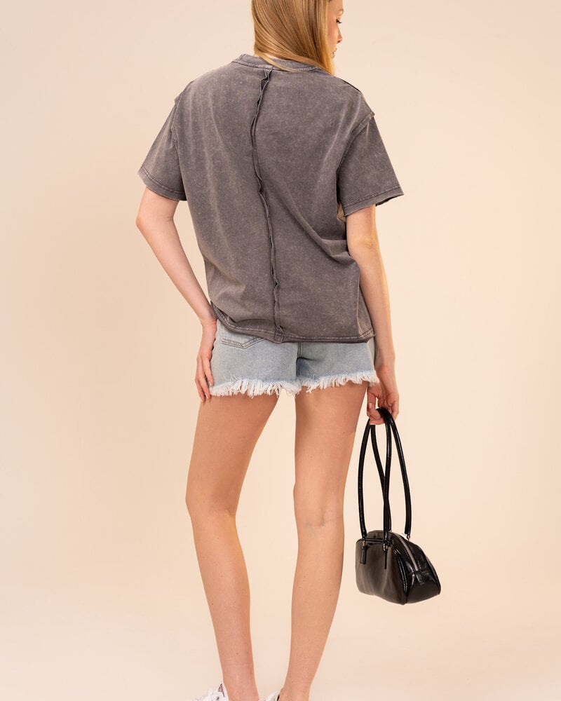 Bird Embroidered Mineral Wash Tee