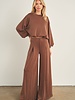 Cellie Wide Leg Sweat Pant | Brown