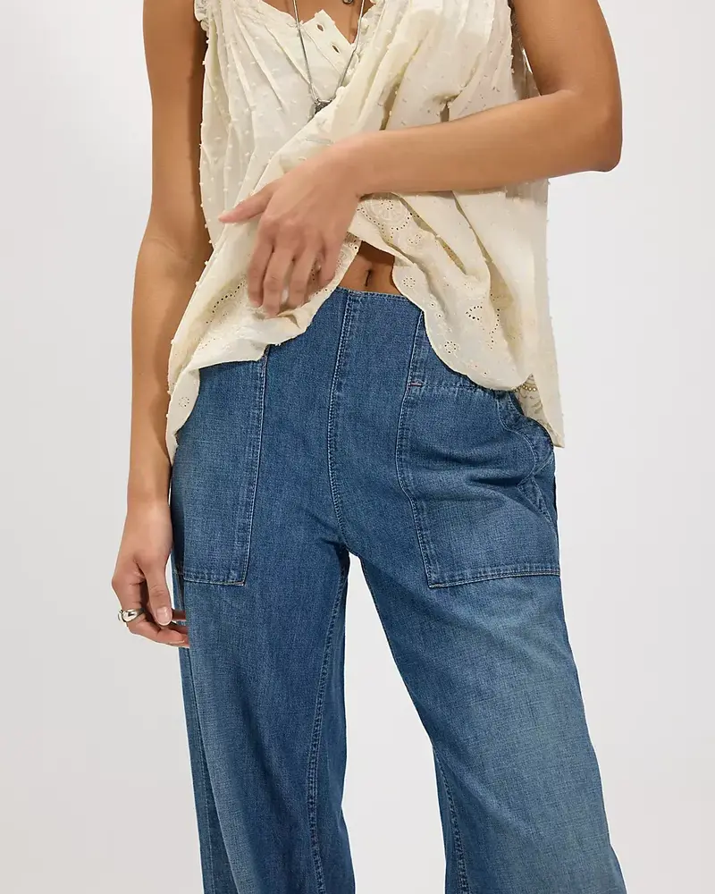 Free People Breezy Denim Pull-On Jeans | Cobalt