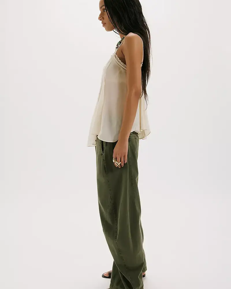 Free People Spotlight Washed Barrel Chino Trousers | Olive