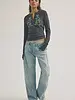 Free People Fleur Embroidered Cuff Henley