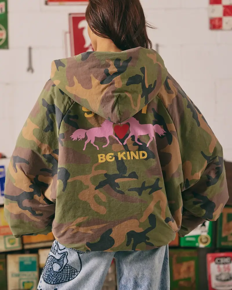 Sabbi Be Kind Bomber Jacket Camo