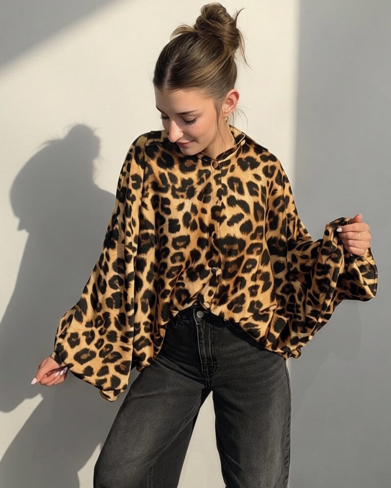 Lachlan Leopard Satin Blouse