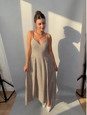 Ladiah Striped Maxi Dress | Brown